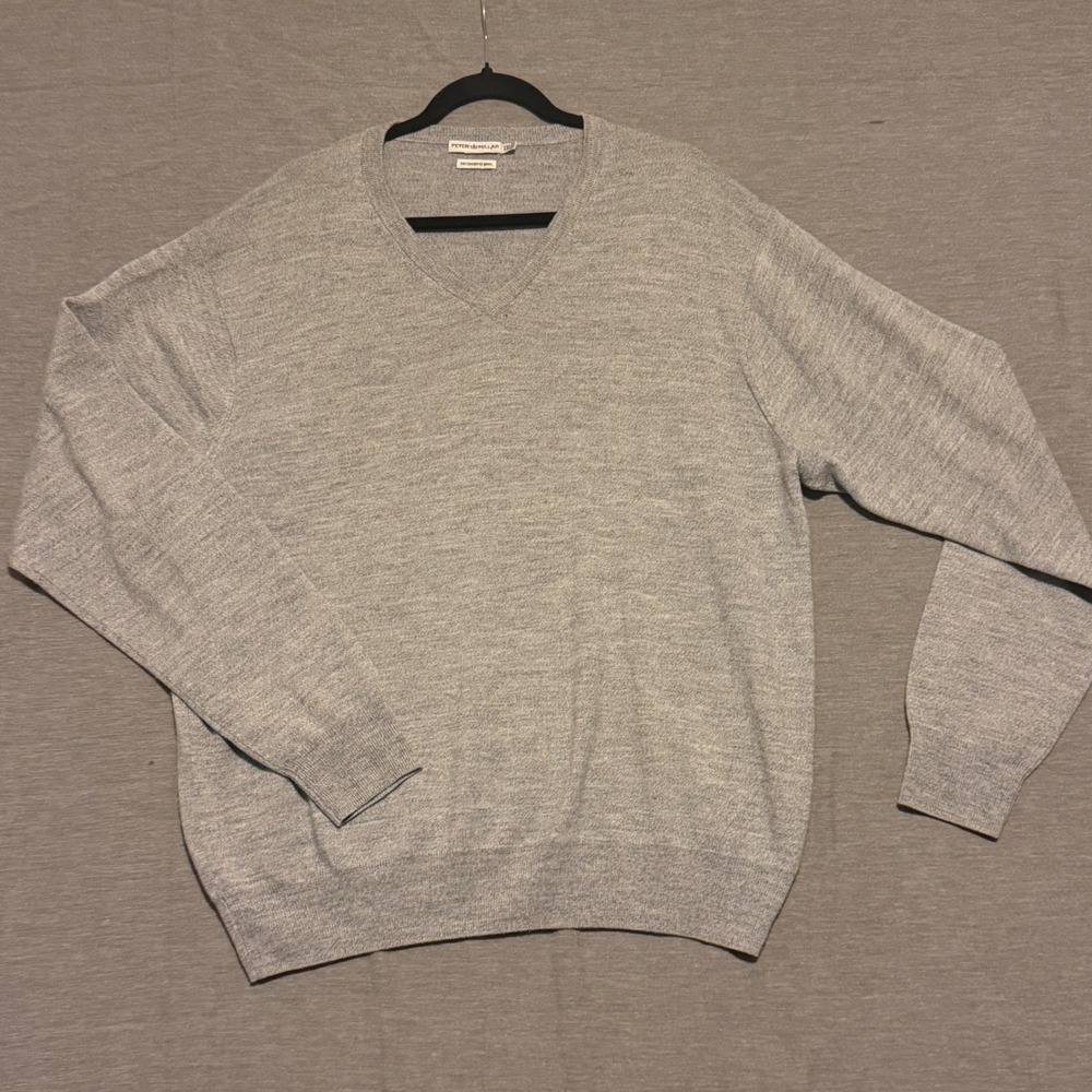 Peter Millar Mens XXL Grey 100% Merino Wool V-Neck Sweater Classic Fit